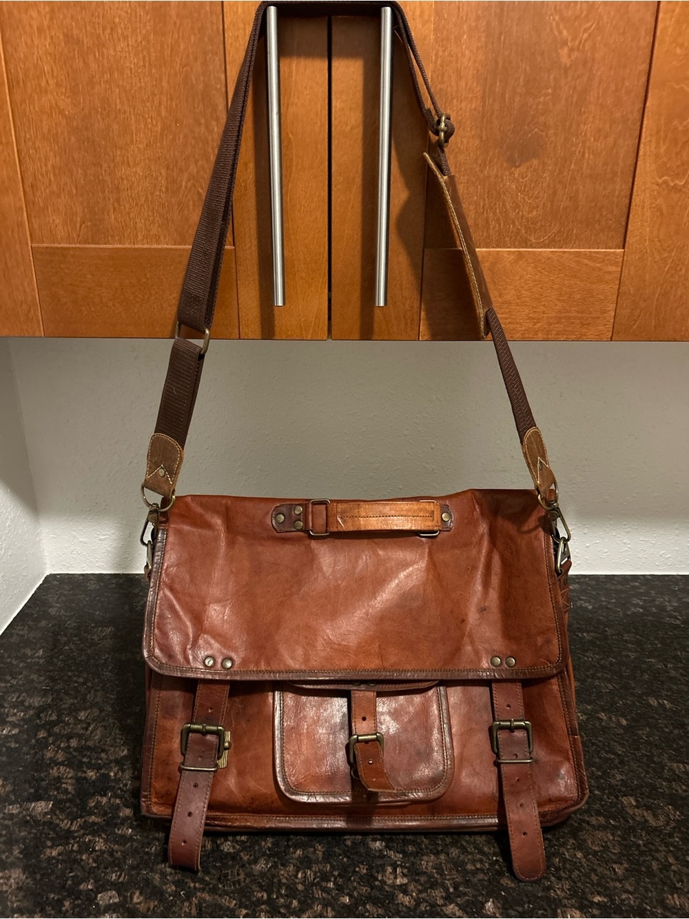 Komal's Passion Leather Vintage Messenger Bag – Distressed Brown Leather Laptop